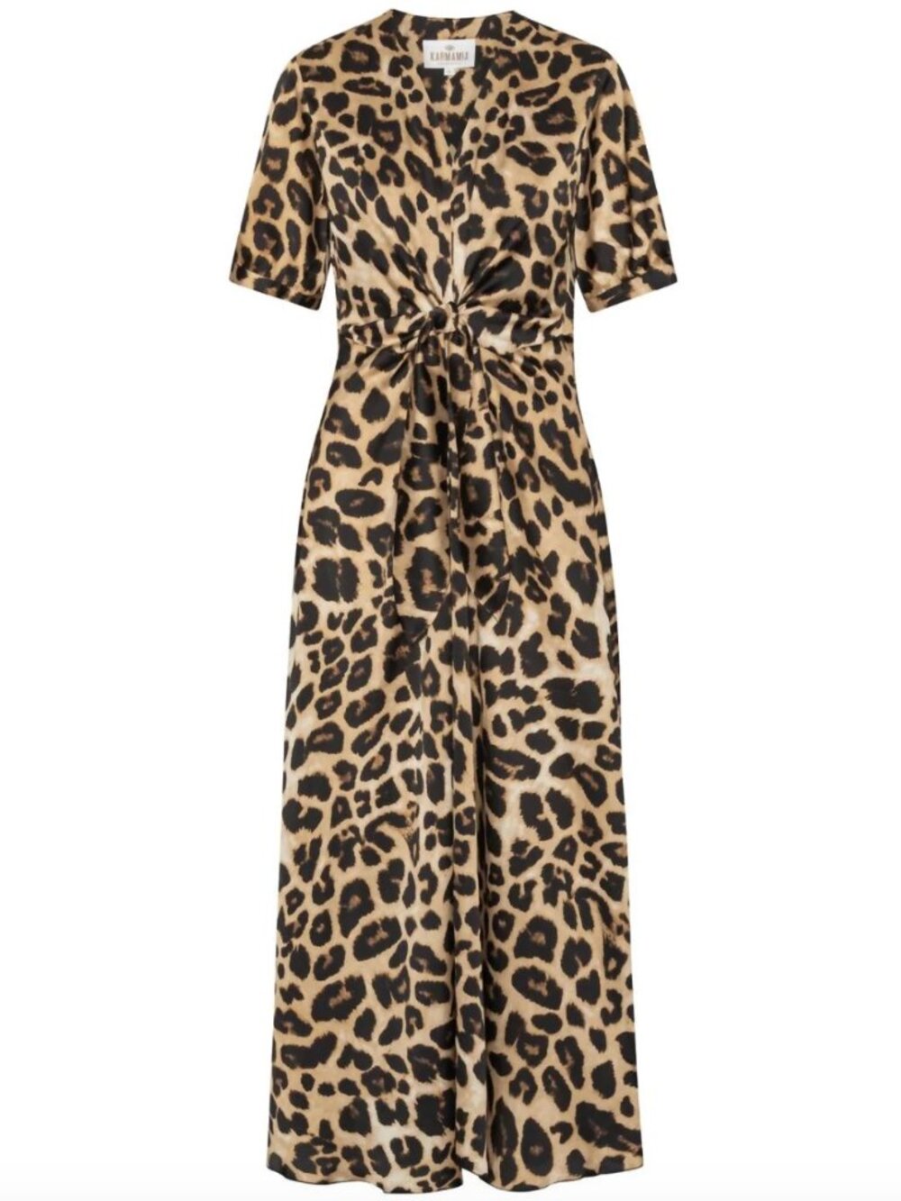 Karmamia Faye Maxi Dress Leopard Print Tie Waist Silk Boho S